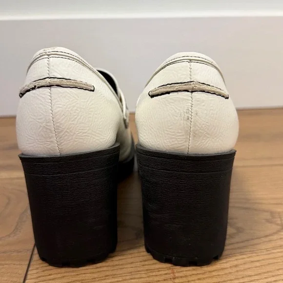 Chunky Platform Loafers Lug Sole Cream Preppy Academia Y2K 6 - Picture 5 of 10
